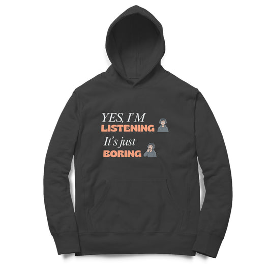 Artisianaura Yes I’m Listening Hoodie Front View - Black