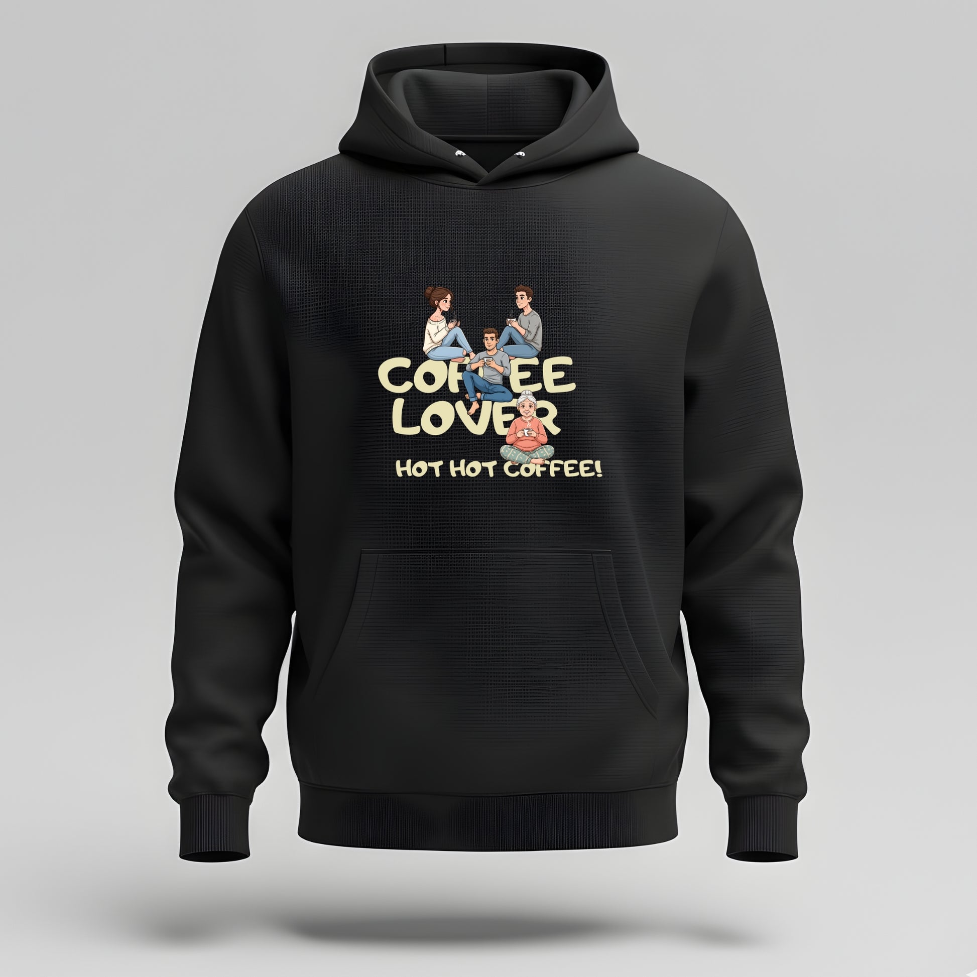 Artisianaura Coffee Lover Men’s Hoodie Front View - Black