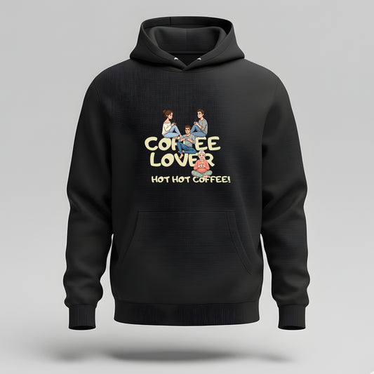 Artisianaura Coffee Lover Men’s Hoodie Front View - Black