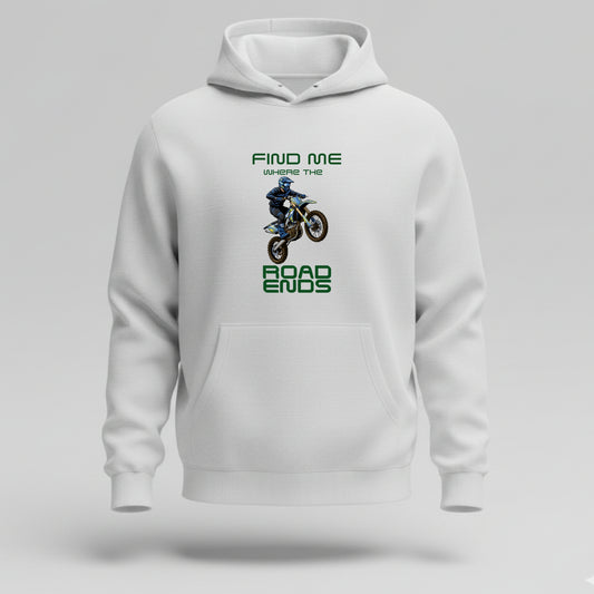 Artisianaura Find Me Where The Road Ends Hoodie Front View - White