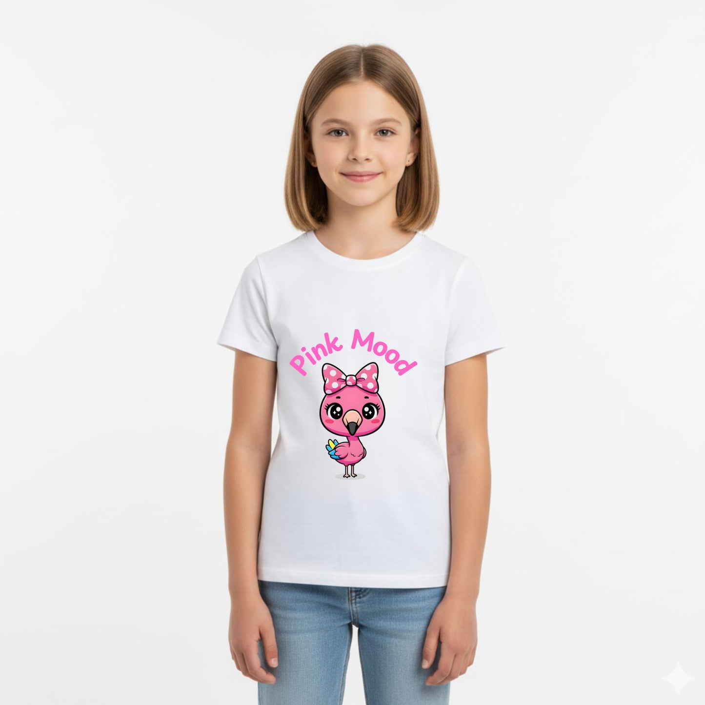 Pink Mood Flamingo Girls T-Shirt - Artisianaura