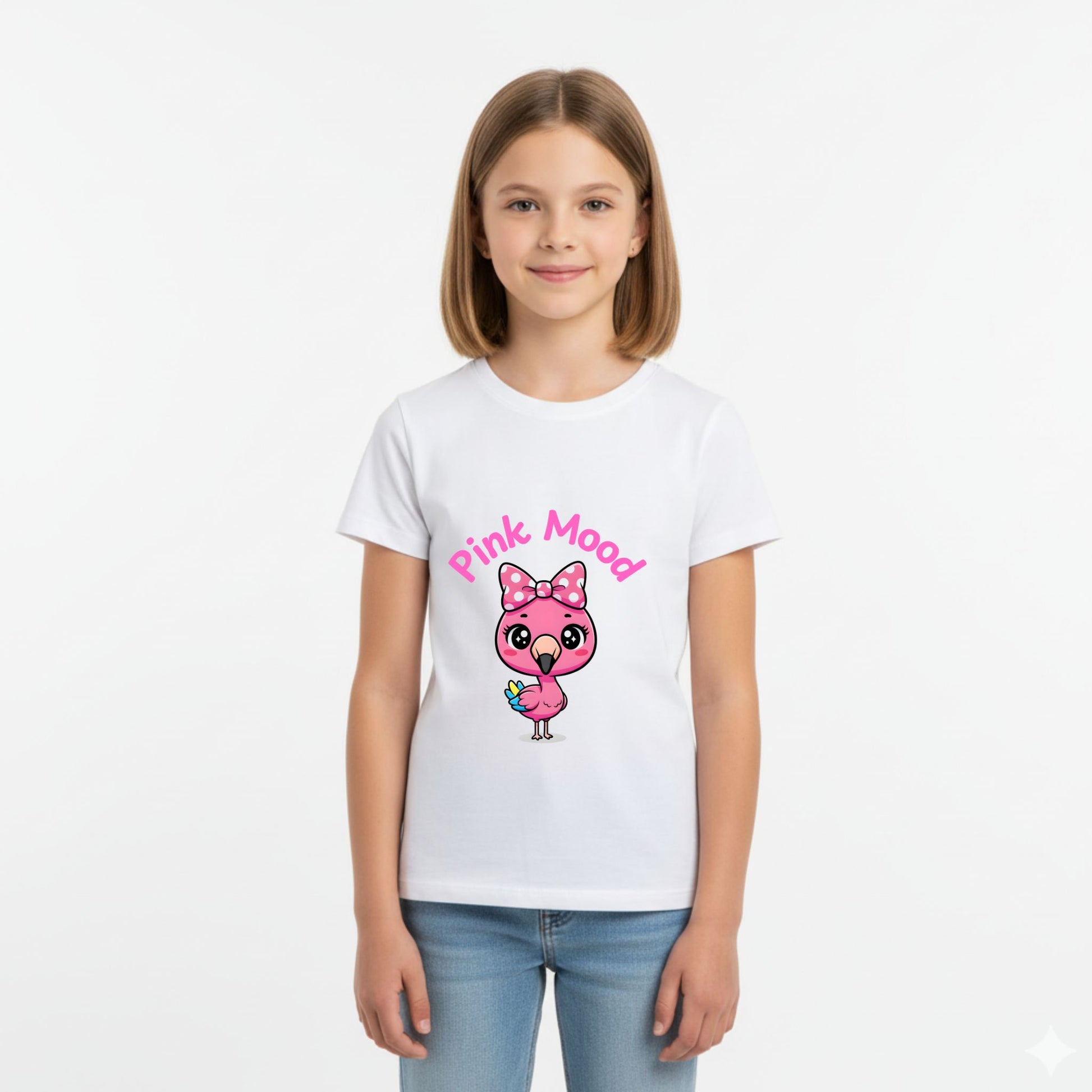 Pink Mood Flamingo Girls T-Shirt - Artisianaura