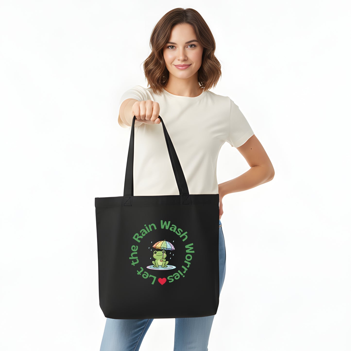 Kawaii Frog with Umbrella Tote - Artisianaura