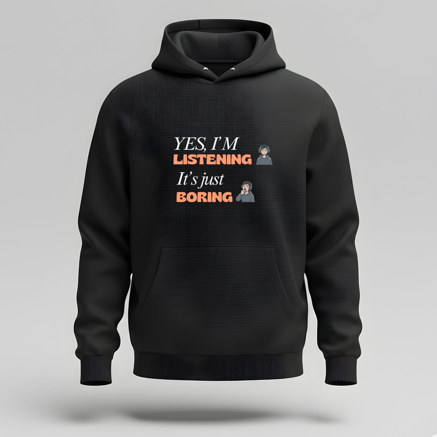 Artisianaura Yes I’m Listening Hoodie Front View - Black