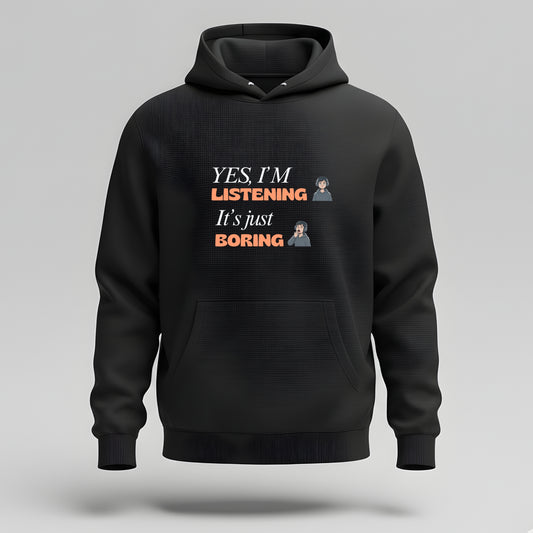 Artisianaura Yes I’m Listening Hoodie Front View - Black