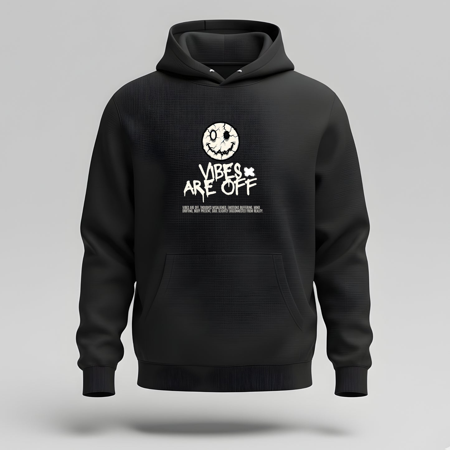 Artisianaura Vibes Are Off Men’s Hoodie Front View - Black