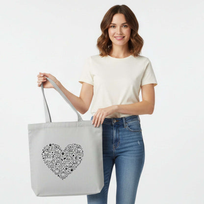 Dog Doodle Heart Tote Bag