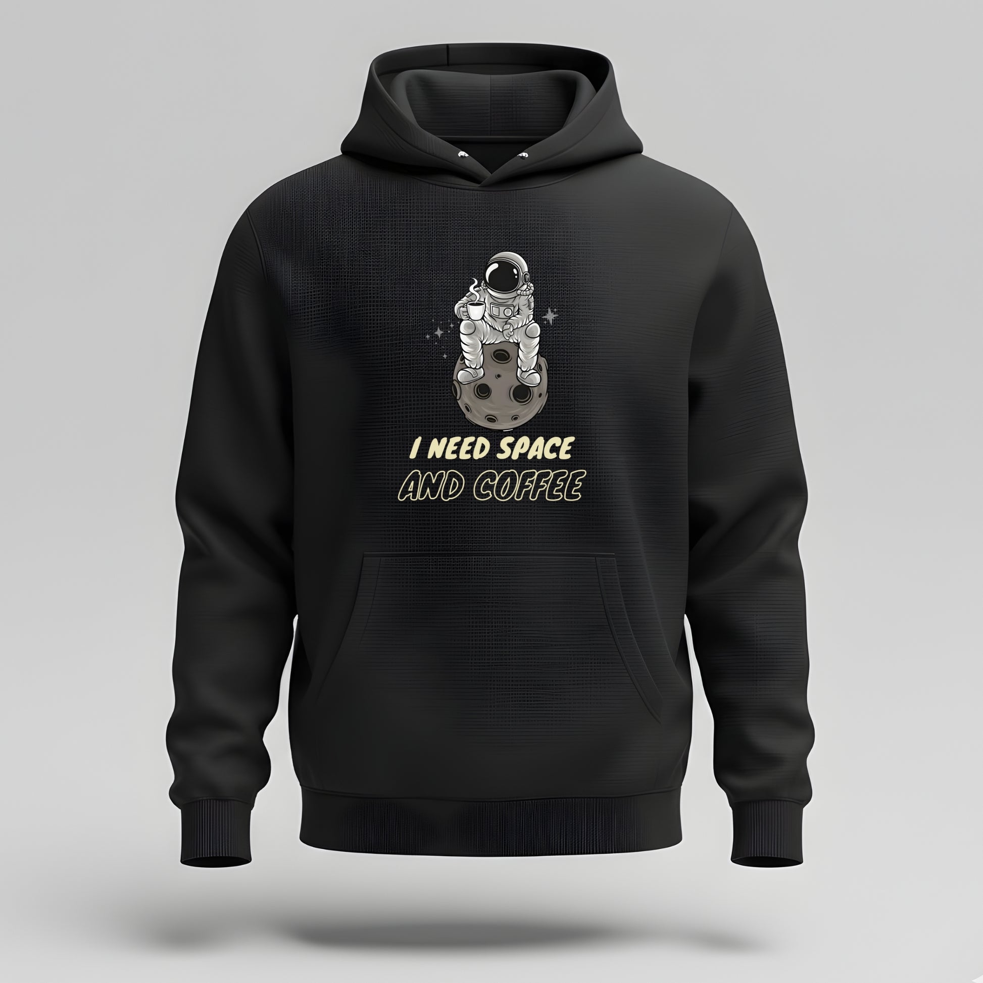 Artisianaura I Need Space Coffee Hoodie Front View - Black