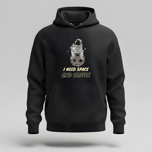 Artisianaura I Need Space Coffee Hoodie Front View - Black