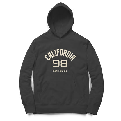 Front View Black California 98 black hoodie for men – ArtisianAura streetwear