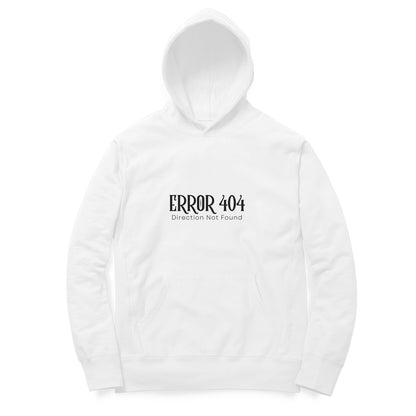 Front View of Error 404 Oversized Hoodie for men – White variant urban streetwear