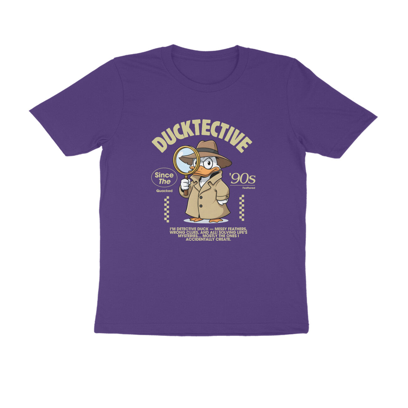 Purple Ducktective T-Shirt – detective duck artwork on cotton tee