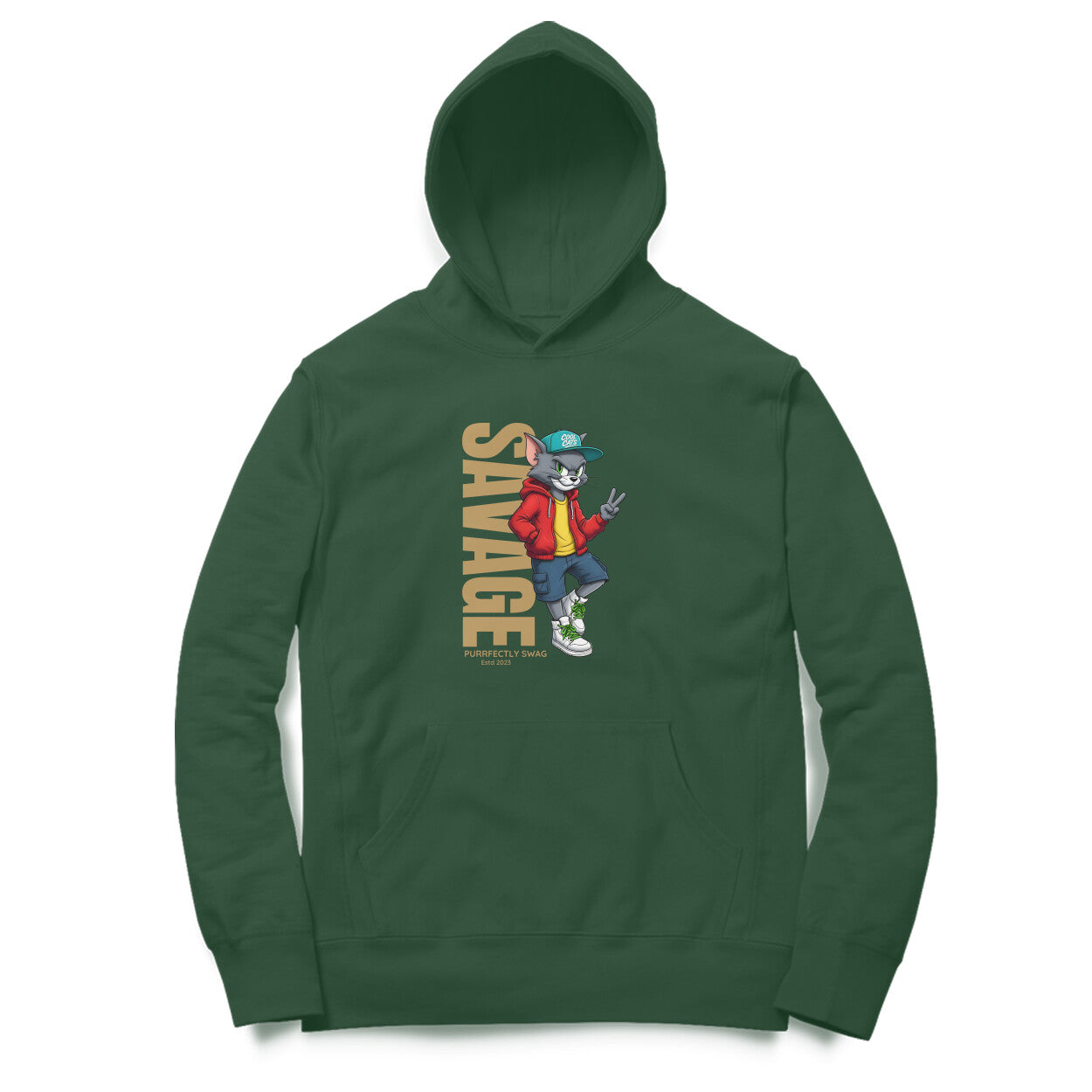 Artisianaura Savage Men’s Hoodie Front View - Olive Green