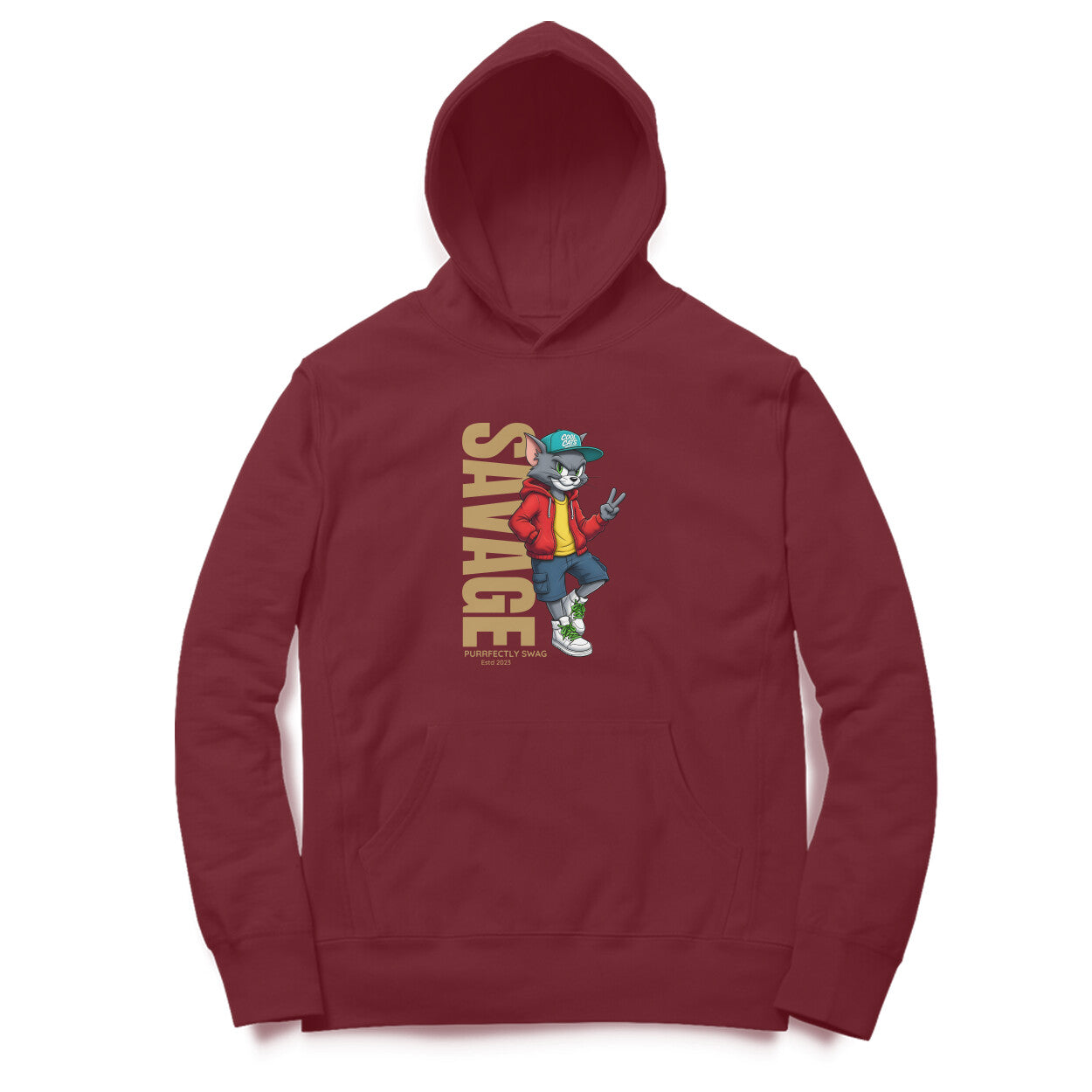 Artisianaura Savage Men’s Hoodie Front View - Maroon