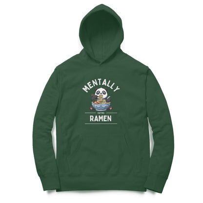Artisianaura Mentally Eating Ramen Men’s Hoodie Front View - Olive Green