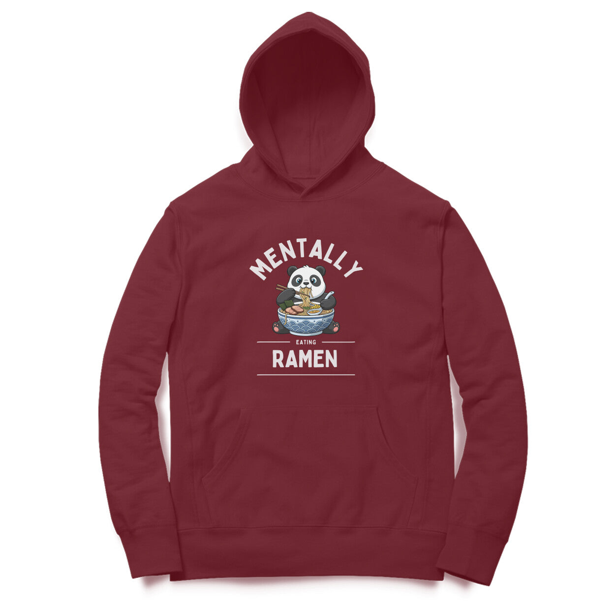 Artisianaura Mentally Eating Ramen Men’s Hoodie Front View - Maroon