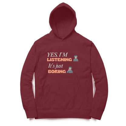 Artisianaura Yes I’m Listening Hoodie Front View - Maroon