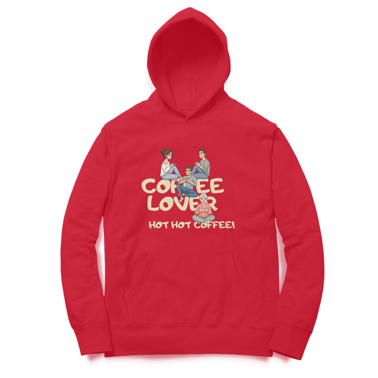 Artisianaura Coffee Lover Men’s Hoodie Front View - Red