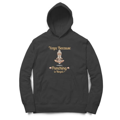 Artisianaura Yoga Because Punching Is Illegal Hoodie for Men Front View - Black
