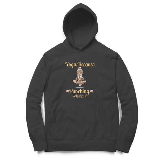 Artisianaura Yoga Because Punching Is Illegal Hoodie for Men Front View - Black