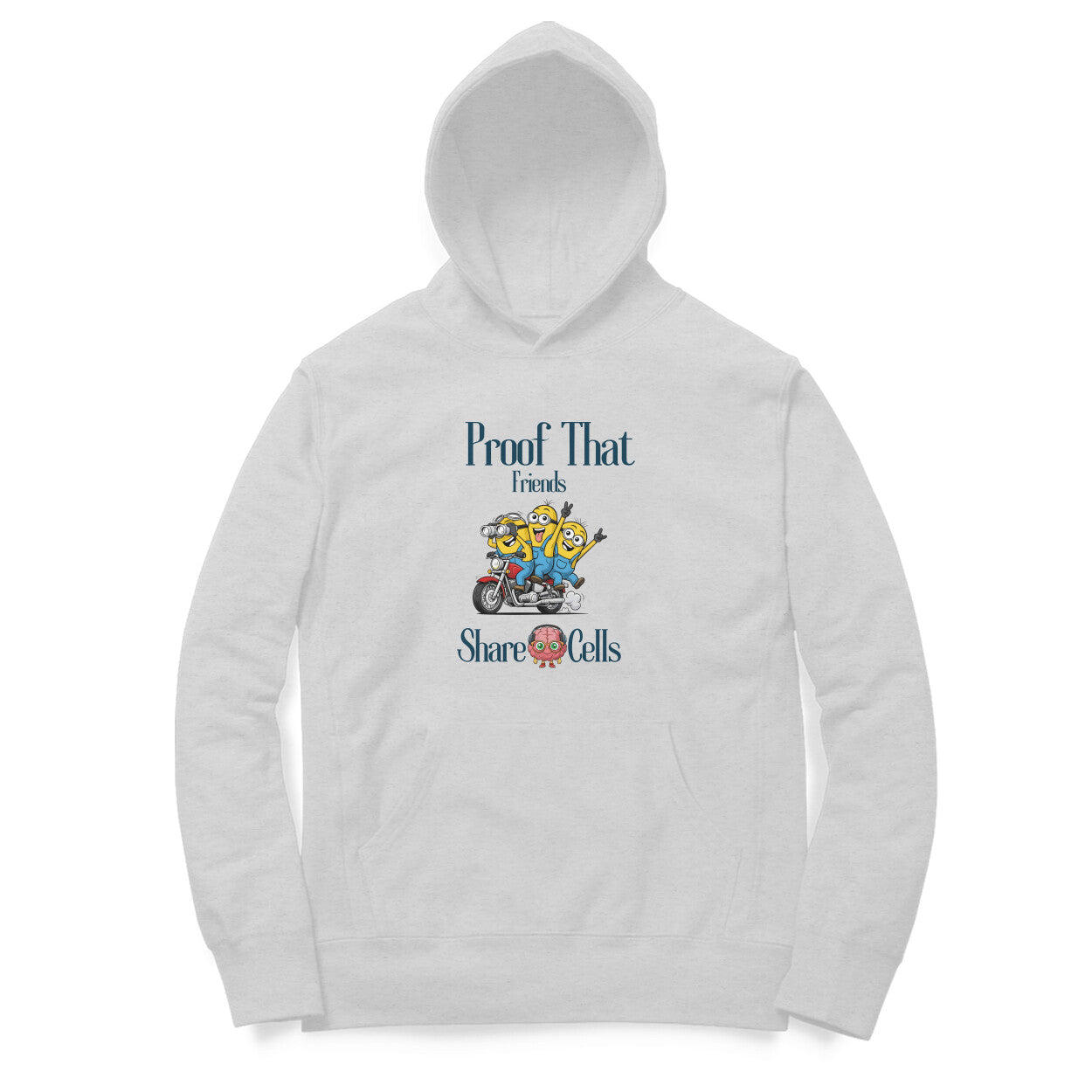 Artisianaura Proof That Friends Share Brain Cells Hoodie Front View - Melange Grey