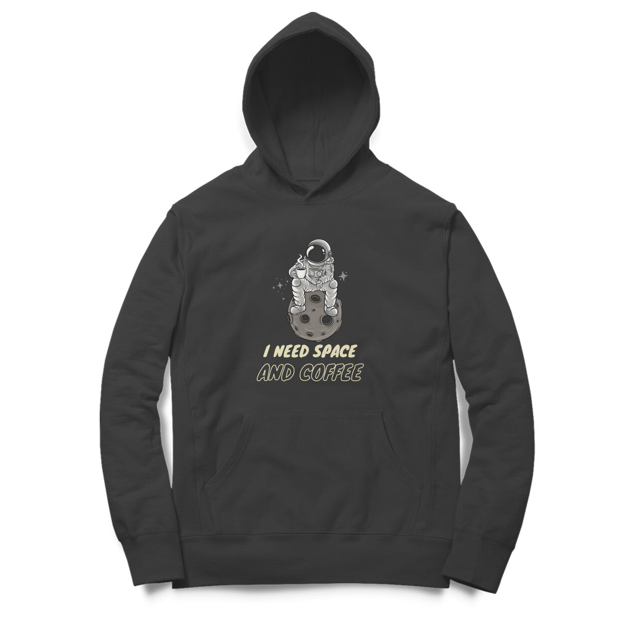 Artisianaura I Need Space Coffee Hoodie Front View - Black