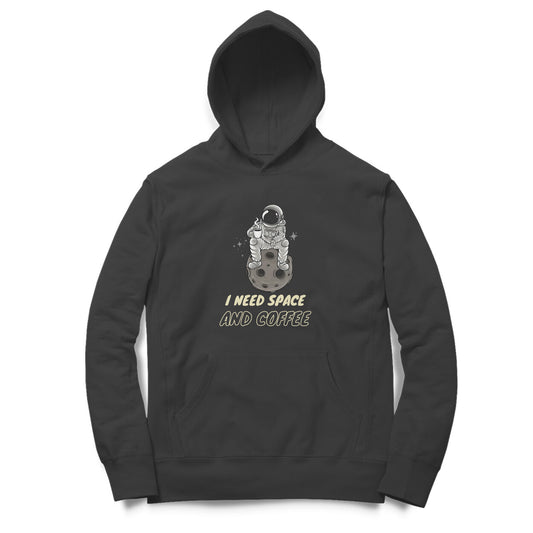 Artisianaura I Need Space Coffee Hoodie Front View - Black