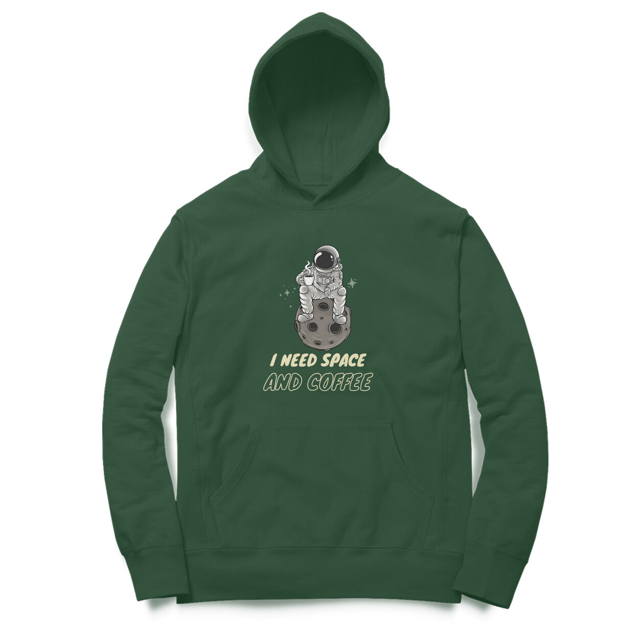 Artisianaura I Need Space Coffee Hoodie Front View - Olive Green