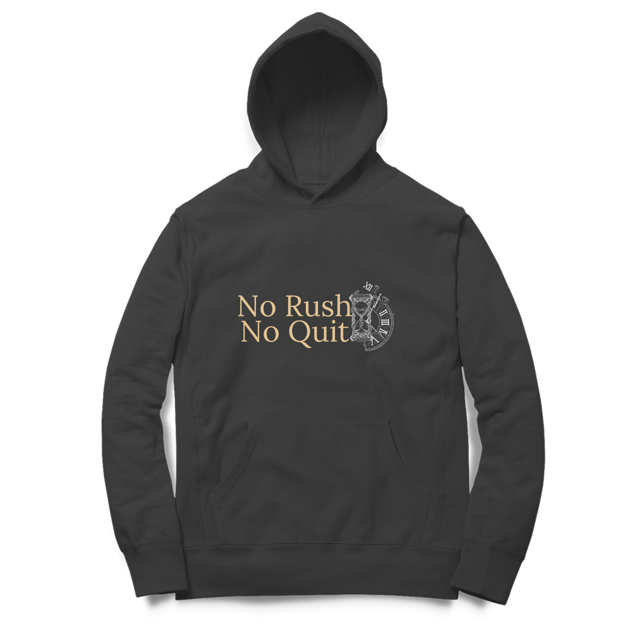 Artisianaura No Rush No Quit Hoodie Front View - Black