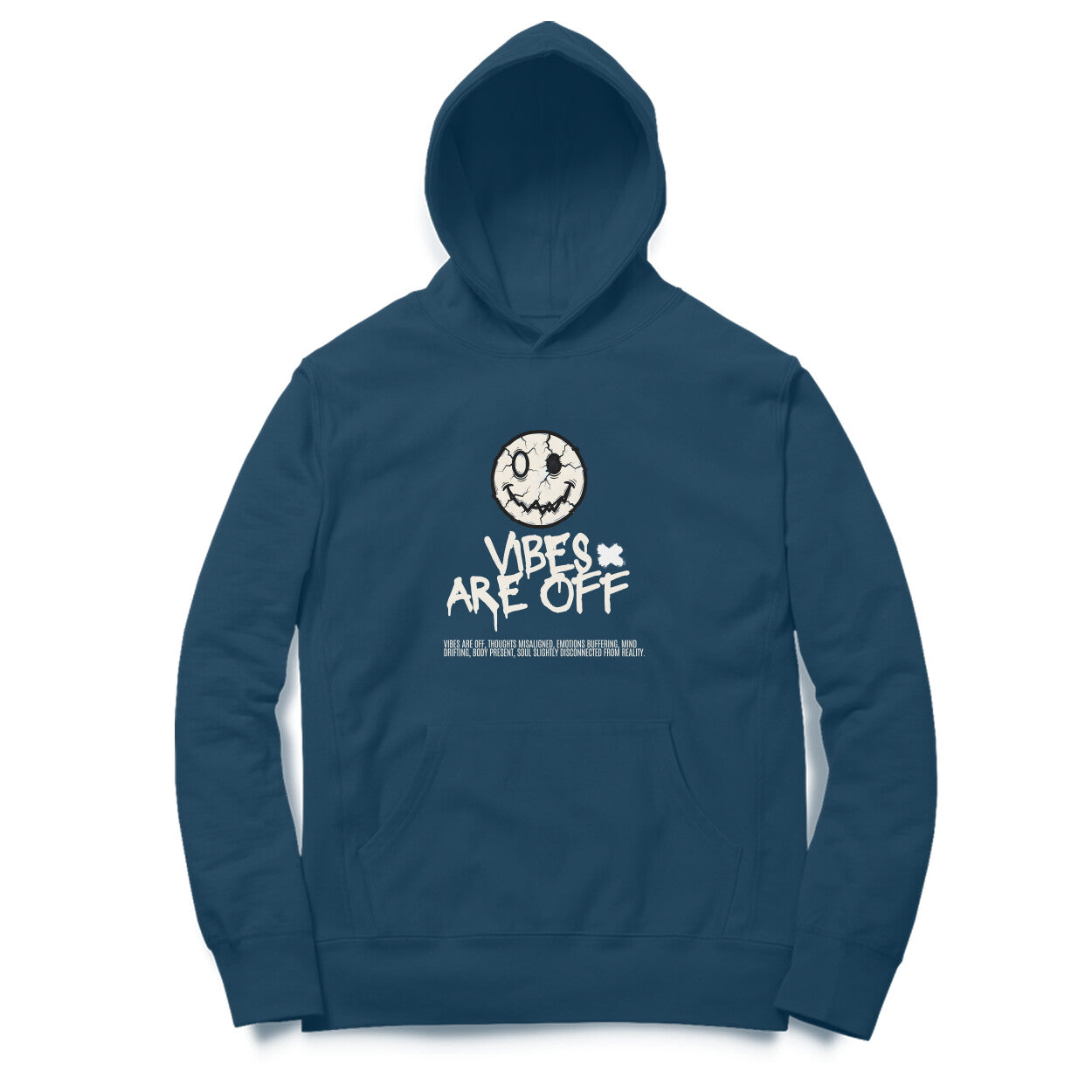 Artisianaura Vibes Are Off Men’s Hoodie Front View - Navy Blue