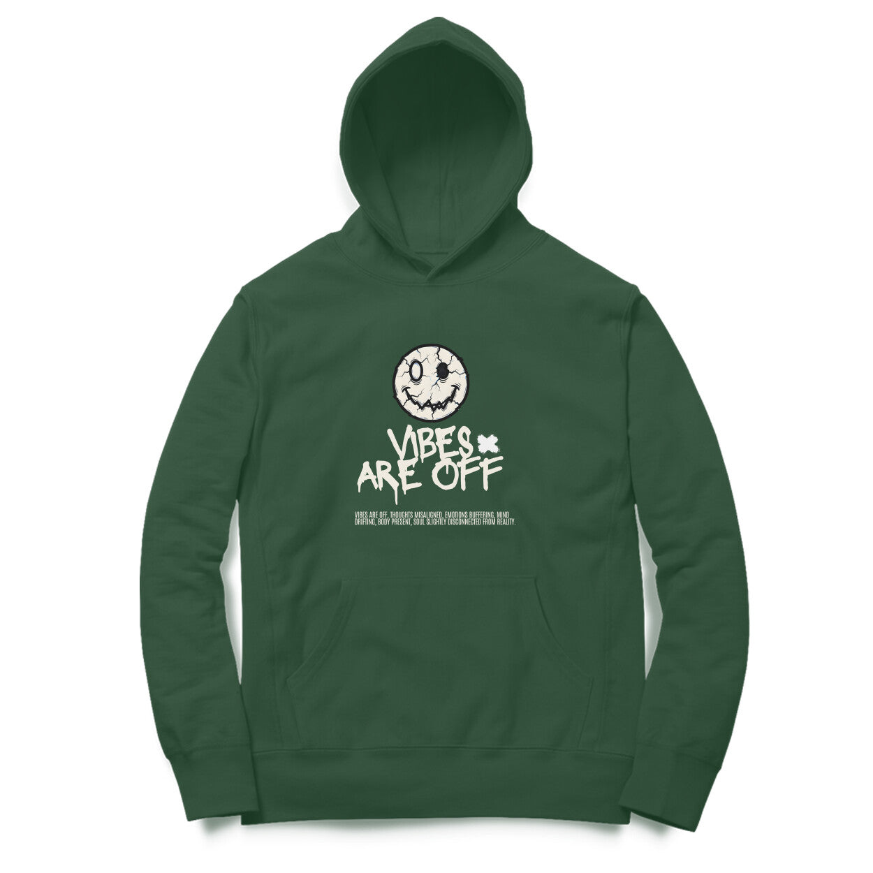Artisianaura Vibes Are Off Men’s Hoodie Front View - Olive Green
