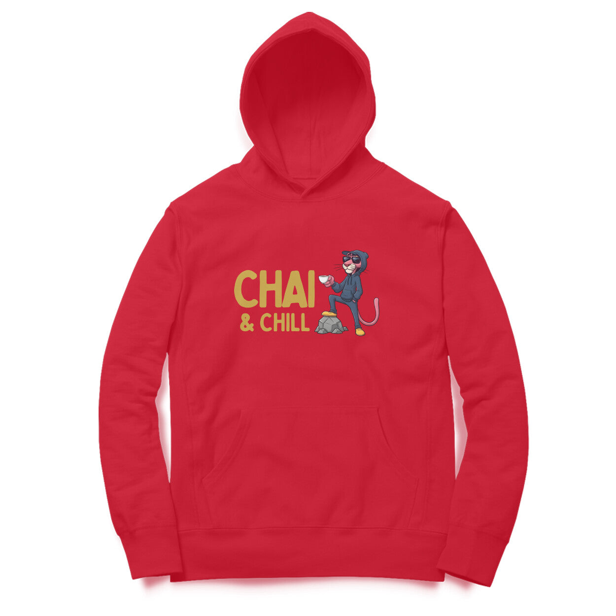 Artisianaura Chai Chill Men’s Hoodie Front View - Red