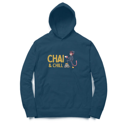 Artisianaura Chai Chill Men’s Hoodie Front View - Navy Blue