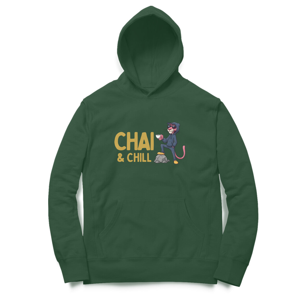 Artisianaura Chai Chill Men’s Hoodie Front View - Olive Green