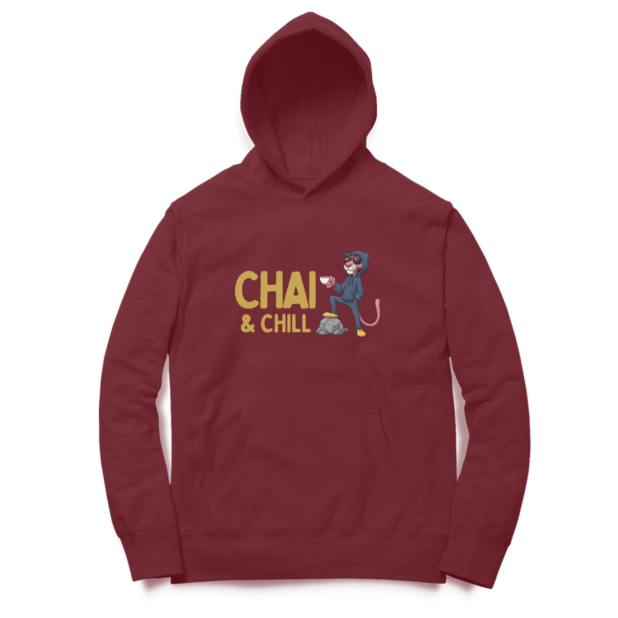 Artisianaura Chai Chill Men’s Hoodie Front View - Maroon