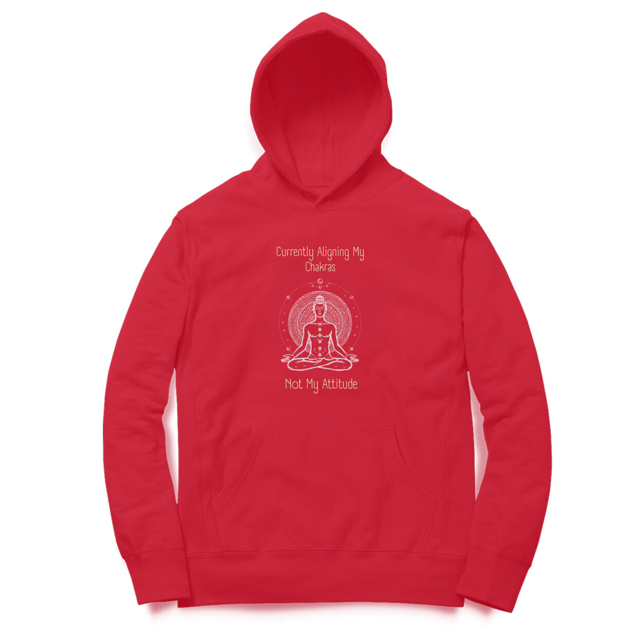 Artisianaura Aligning My Chakra Not My Attitude Men’s Hoodie Front View - Red