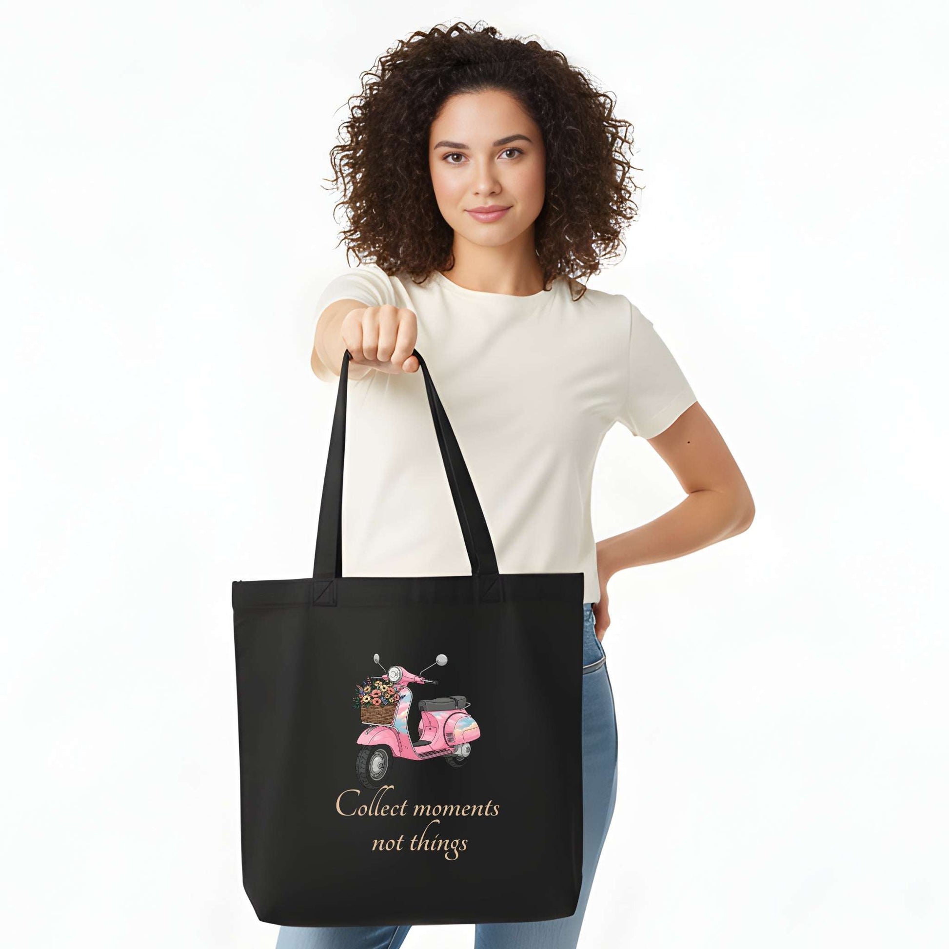 Cute Scooty with Flowers Tote Bag