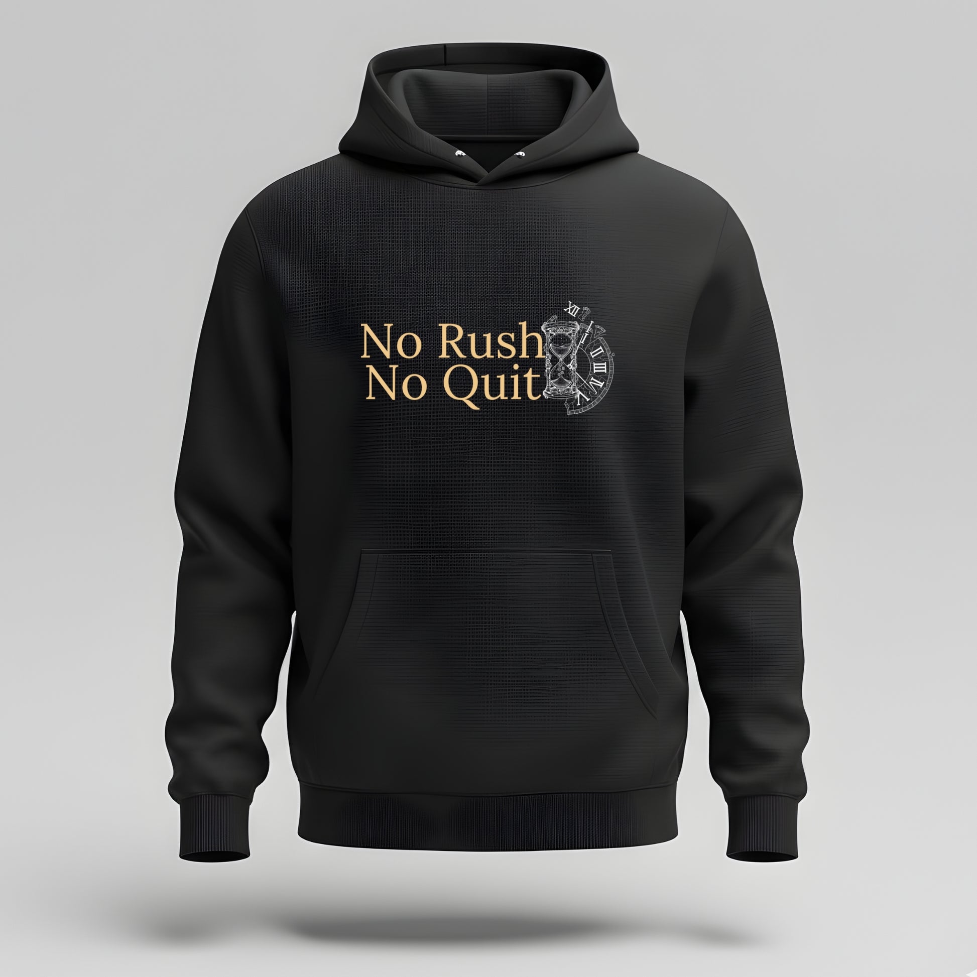 Artisianaura No Rush No Quit Hoodie Front View - Black