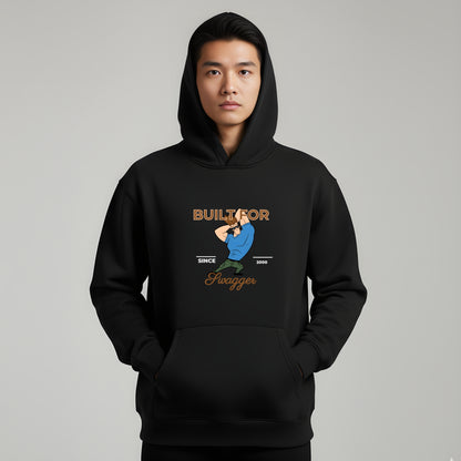 Artisianaura Build For Swagger Men’s Hoodie Front View - Black