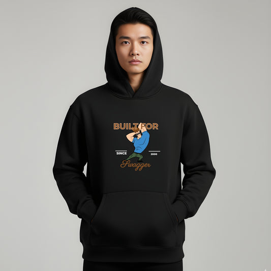 Artisianaura Build For Swagger Men’s Hoodie Front View - Black