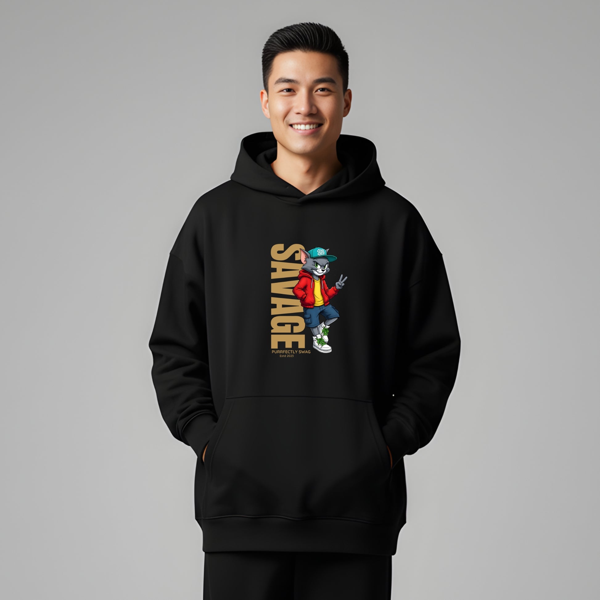 Artisianaura Savage Men’s Hoodie Front View - Black
