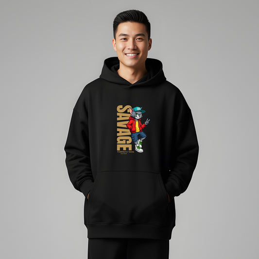 Artisianaura Savage Men’s Hoodie Front View - Black