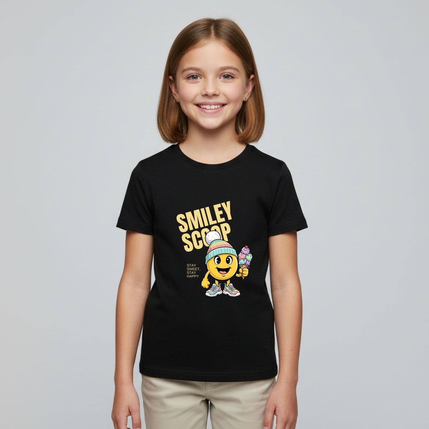 Smiley Scoop Kids Girl T-Shirt - Artisianaura