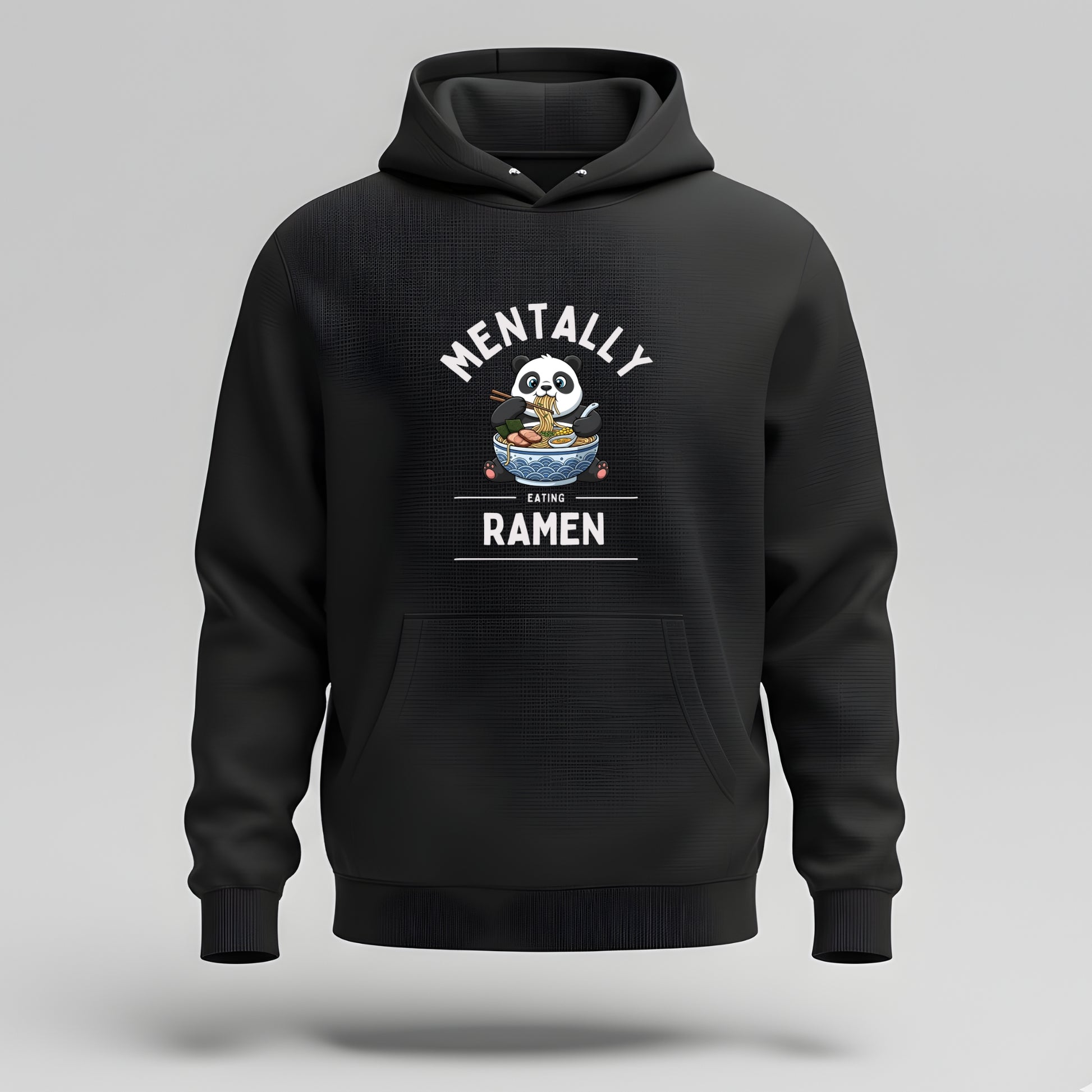 Artisianaura Mentally Eating Ramen Men’s Hoodie Front View - Black