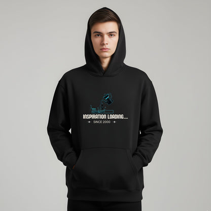 Artisianaura Inspiration Loading Men’s Hoodie Front View - Black