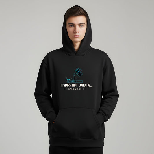 Artisianaura Inspiration Loading Men’s Hoodie Front View - Black